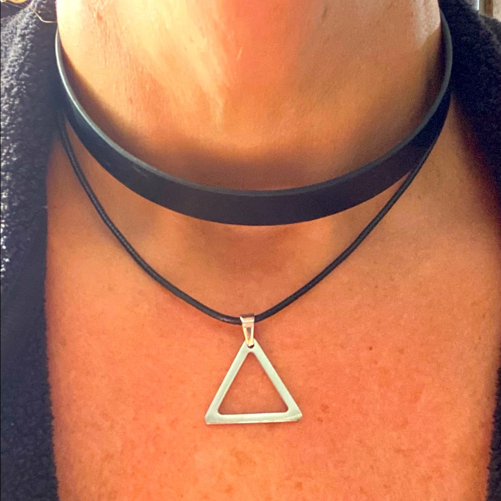 Tocara tiered choker leather and silver adjustable necklace